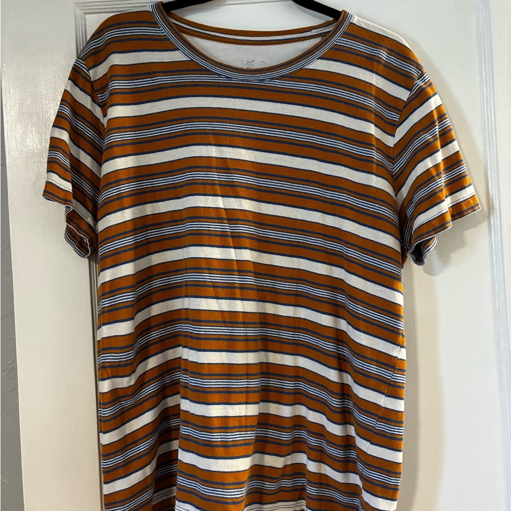 Wildfang Striped Short Sleeve Tee - Orange, White, Blue